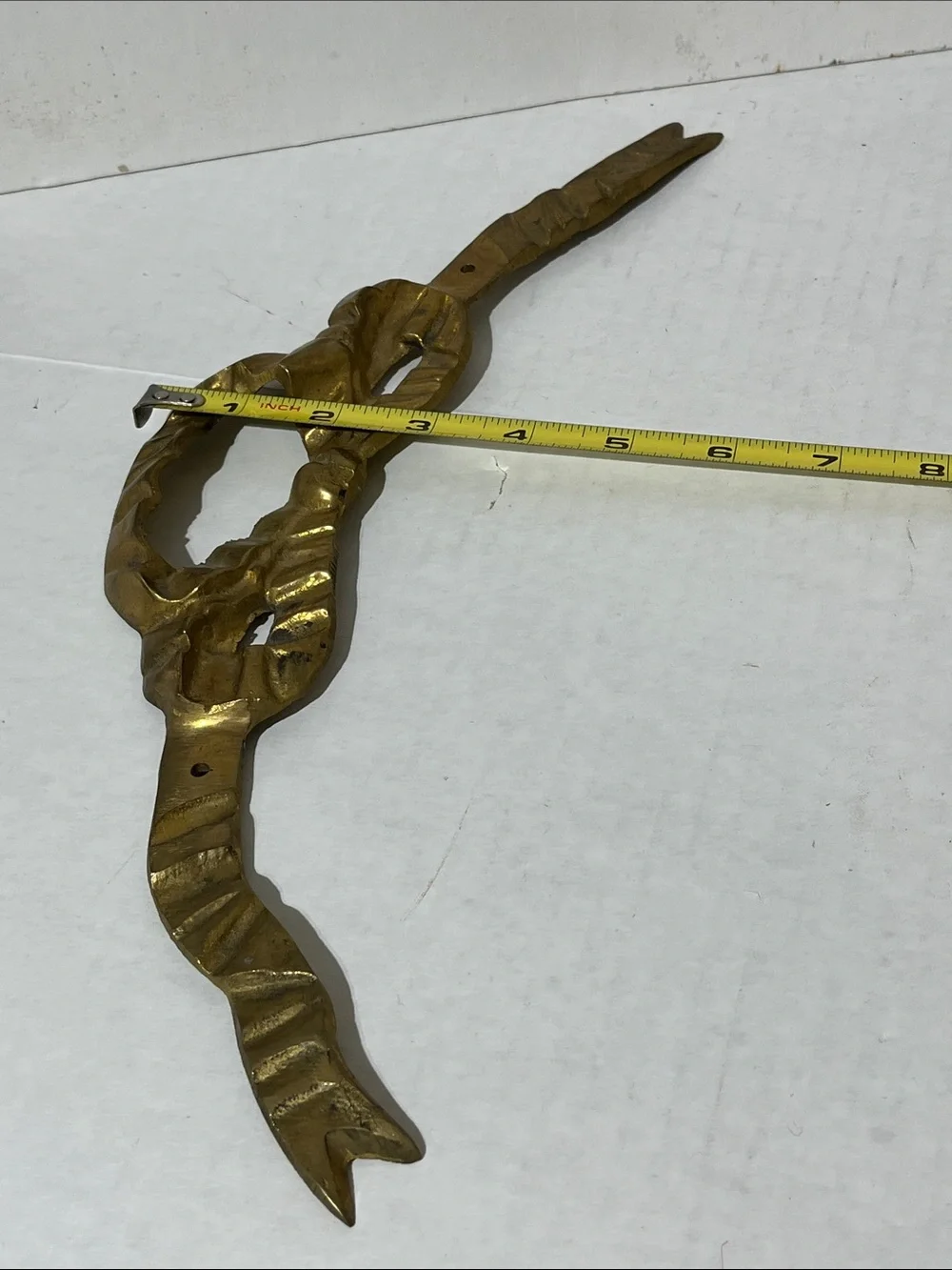 VTG Brass Ribbon Bow Swag Draping Wall Hanging Accent Decor 14.25”x4”